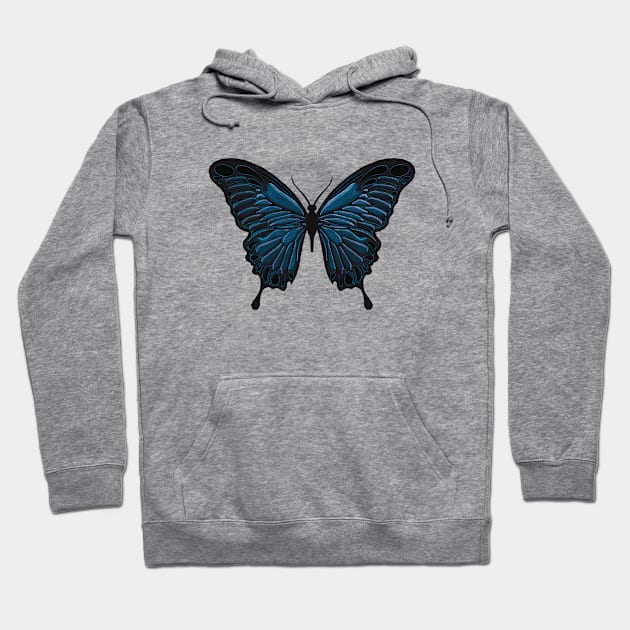 Butterfly Blue Watercolor Hoodie by Niina